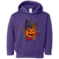 Halloween Crow Raven Pumpkin Fall Autumn Lover Toddler Hoodie