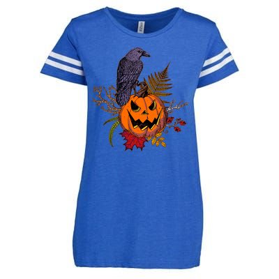 Halloween Crow Raven Pumpkin Fall Autumn Lover Enza Ladies Jersey Football T-Shirt