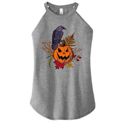 Halloween Crow Raven Pumpkin Fall Autumn Lover Women's Perfect Tri Rocker Tank