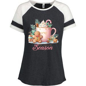 Hot Chocolate Season Holiday Winter Vibes Christmas Gift Enza Ladies Jersey Colorblock Tee