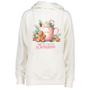 Hot Chocolate Season Holiday Winter Vibes Christmas Gift Womens Funnel Neck Pullover Hood