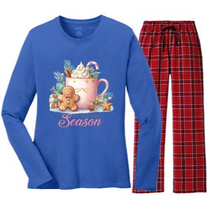 Hot Chocolate Season Holiday Winter Vibes Christmas Gift Women's Long Sleeve Flannel Pajama Set 