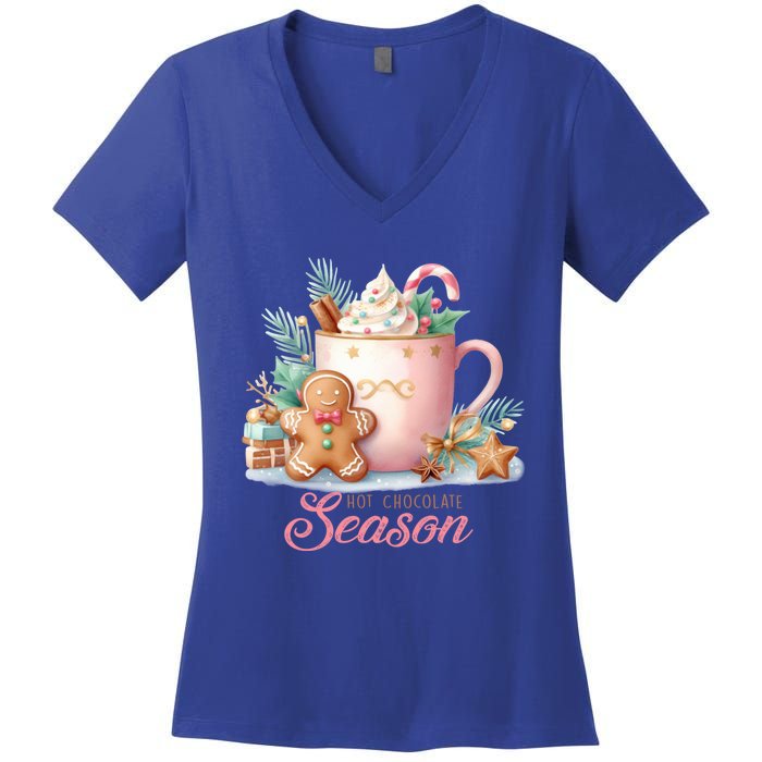 Hot Chocolate Season Holiday Winter Vibes Christmas Gift Women's V-Neck T-Shirt