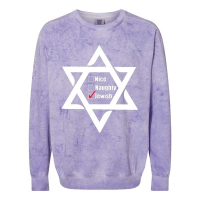 Hanukkah Christmas Star Of David: Nice & Naughty For Jewish Adults Colorblast Crewneck Sweatshirt