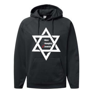 Hanukkah Christmas Star Of David: Nice & Naughty For Jewish Adults Performance Fleece Hoodie