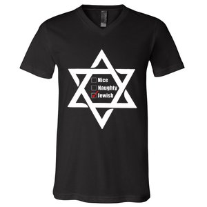 Hanukkah Christmas Star Of David: Nice & Naughty For Jewish Adults V-Neck T-Shirt