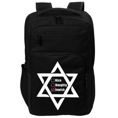 Hanukkah Christmas Star Of David: Nice & Naughty For Jewish Adults Impact Tech Backpack