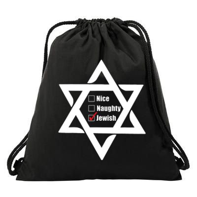 Hanukkah Christmas Star Of David: Nice & Naughty For Jewish Adults Drawstring Bag