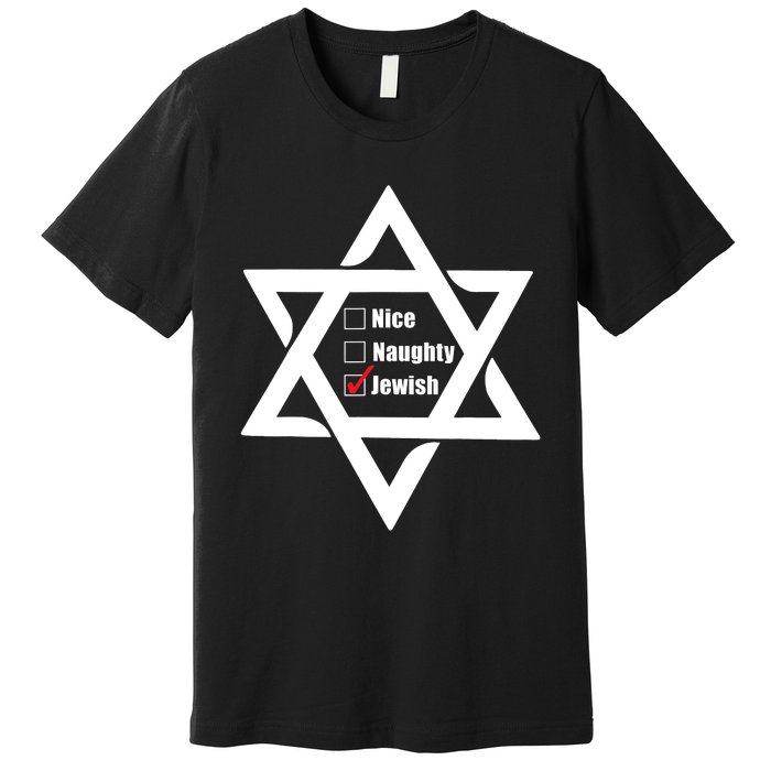 Hanukkah Christmas Star Of David: Nice & Naughty For Jewish Adults Premium T-Shirt