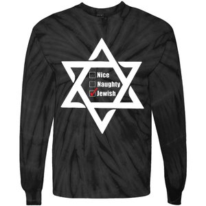 Hanukkah Christmas Star Of David: Nice & Naughty For Jewish Adults Tie-Dye Long Sleeve Shirt