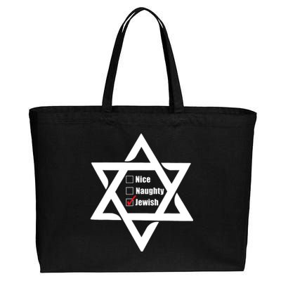 Hanukkah Christmas Star Of David: Nice & Naughty For Jewish Adults Cotton Canvas Jumbo Tote