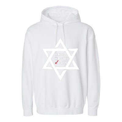 Hanukkah Christmas Star Of David: Nice & Naughty For Jewish Adults Garment-Dyed Fleece Hoodie