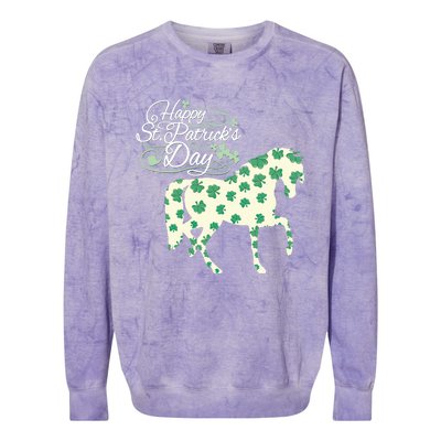 Horse Clover St Patrick's Day Horseback Riding Gift Colorblast Crewneck Sweatshirt