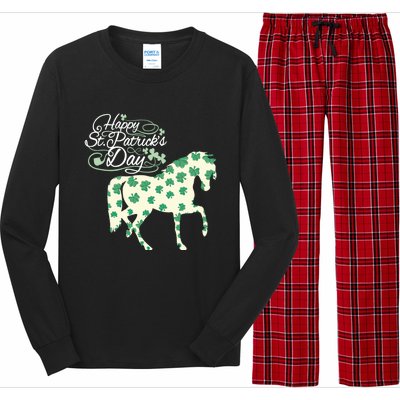 Horse Clover St Patrick's Day Horseback Riding Gift Long Sleeve Pajama Set