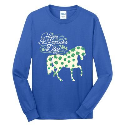 Horse Clover St Patrick's Day Horseback Riding Gift Tall Long Sleeve T-Shirt