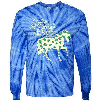 Horse Clover St Patrick's Day Horseback Riding Gift Tie-Dye Long Sleeve Shirt