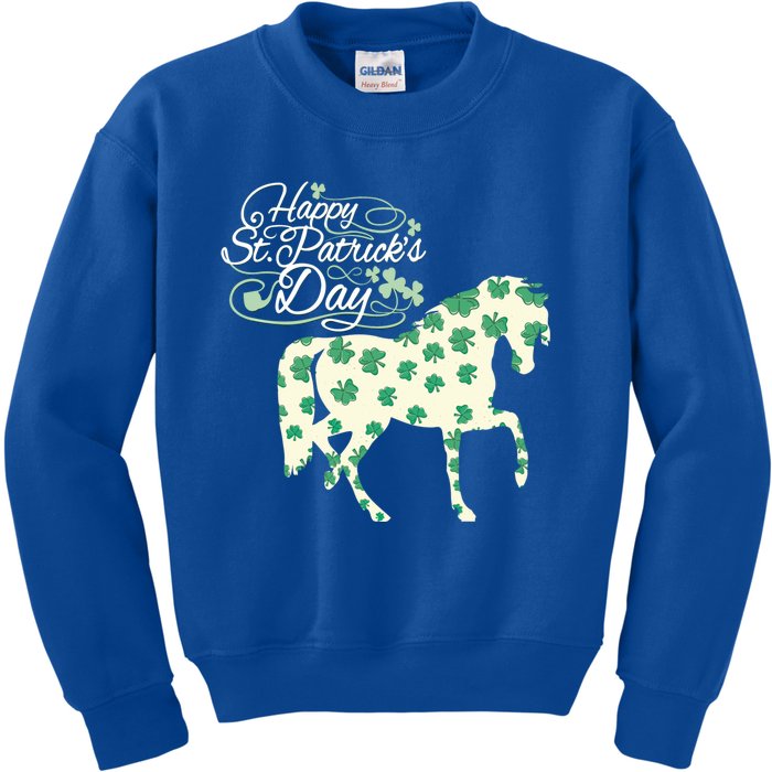 Horse Clover St Patrick's Day Horseback Riding Gift Kids Sweatshirt