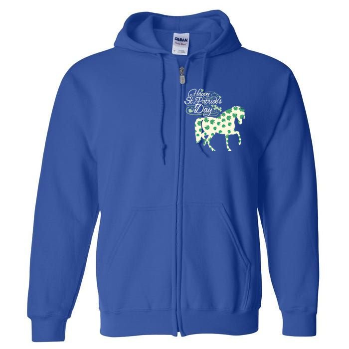 Horse Clover St Patrick's Day Horseback Riding Gift Full Zip Hoodie