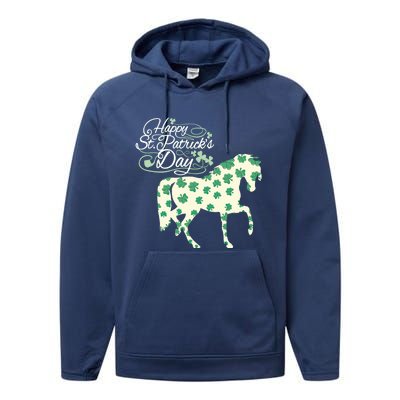 Horse Clover St Patrick's Day Horseback Riding Gift Performance Fleece Hoodie