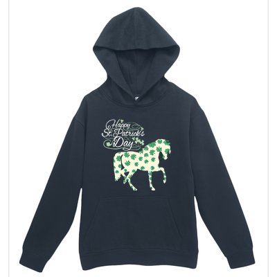 Horse Clover St Patrick's Day Horseback Riding Gift Urban Pullover Hoodie