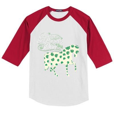 Horse Clover St Patrick's Day Horseback Riding Gift Kids Colorblock Raglan Jersey