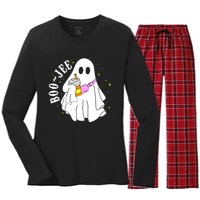 Halloween Costume Spooky Season Cute Ghost Boujee BooJee Gift Women's Long Sleeve Flannel Pajama Set 