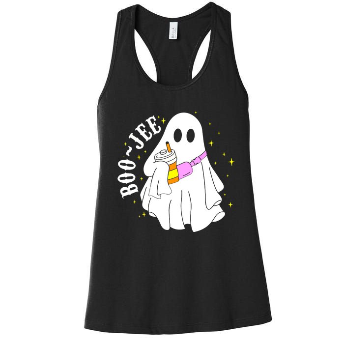 Halloween Costume Spooky Season Cute Ghost Boujee BooJee Gift Women's Racerback Tank