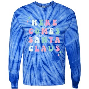 Here Comes Santa Claus Retro Merry Christmas Xmas Cool Gift Tie-Dye Long Sleeve Shirt