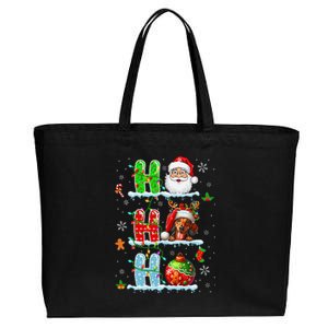 Ho3 Christmas Santa Laughing Reindeer Dachshund Owner Cotton Canvas Jumbo Tote