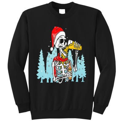 Happy Christmas Skeleton Drinking Beer Drinker Sweatshirt