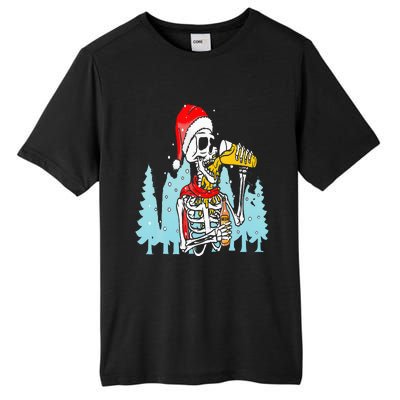 Happy Christmas Skeleton Drinking Beer Drinker Tall Fusion ChromaSoft Performance T-Shirt