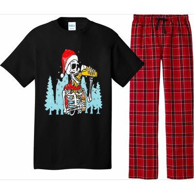 Happy Christmas Skeleton Drinking Beer Drinker Pajama Set