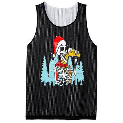 Happy Christmas Skeleton Drinking Beer Drinker Mesh Reversible Basketball Jersey Tank