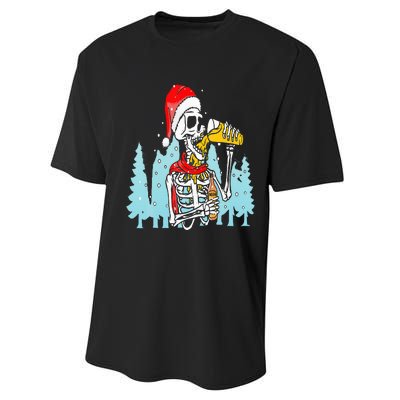 Happy Christmas Skeleton Drinking Beer Drinker Performance Sprint T-Shirt