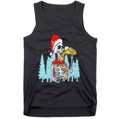 Happy Christmas Skeleton Drinking Beer Drinker Tank Top