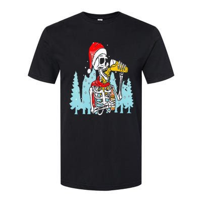 Happy Christmas Skeleton Drinking Beer Drinker Softstyle CVC T-Shirt