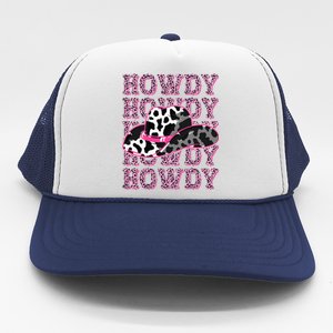 HOWDY Country Southern Western Pink Leopard Cow pattern Trucker Hat