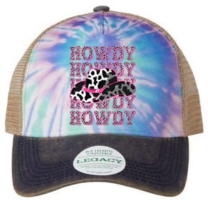 HOWDY Country Southern Western Pink Leopard Cow pattern Legacy Tie Dye Trucker Hat