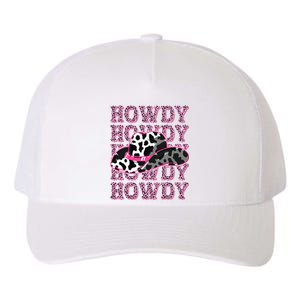 HOWDY Country Southern Western Pink Leopard Cow pattern Yupoong Adult 5-Panel Trucker Hat