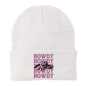 HOWDY Country Southern Western Pink Leopard Cow pattern Knit Cap Winter Beanie