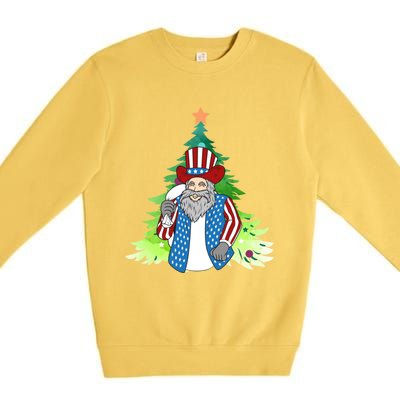 Here Comes Santa Clauspatriotic Kris Kringle Christmas Tree Great Gift Premium Crewneck Sweatshirt