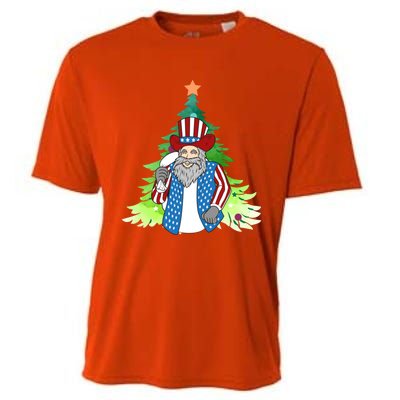 Here Comes Santa Clauspatriotic Kris Kringle Christmas Tree Great Gift Cooling Performance Crew T-Shirt