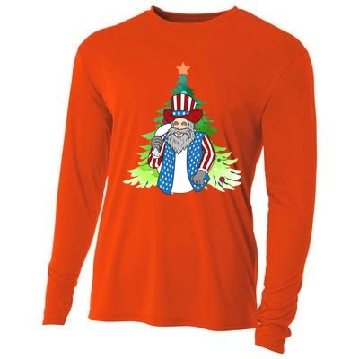 Here Comes Santa Clauspatriotic Kris Kringle Christmas Tree Great Gift Cooling Performance Long Sleeve Crew