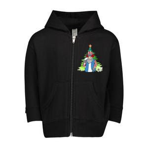 Here Comes Santa Clauspatriotic Kris Kringle Christmas Tree Great Gift Toddler Zip Fleece Hoodie