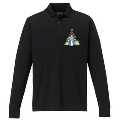 Here Comes Santa Clauspatriotic Kris Kringle Christmas Tree Great Gift Performance Long Sleeve Polo