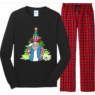 Here Comes Santa Clauspatriotic Kris Kringle Christmas Tree Great Gift Long Sleeve Pajama Set