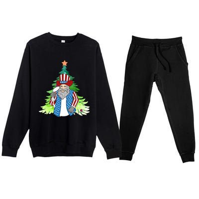 Here Comes Santa Clauspatriotic Kris Kringle Christmas Tree Great Gift Premium Crewneck Sweatsuit Set