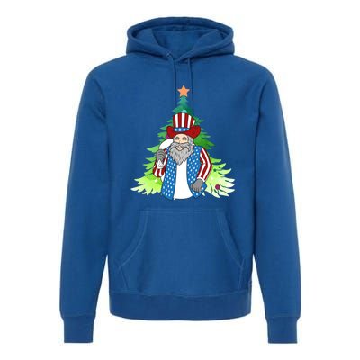 Here Comes Santa Clauspatriotic Kris Kringle Christmas Tree Great Gift Premium Hoodie