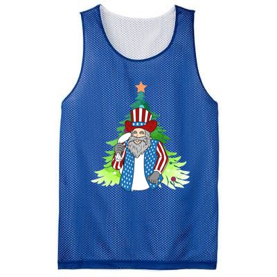 Here Comes Santa Clauspatriotic Kris Kringle Christmas Tree Great Gift Mesh Reversible Basketball Jersey Tank