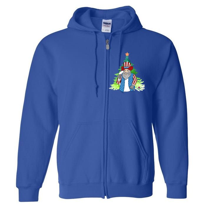 Here Comes Santa Clauspatriotic Kris Kringle Christmas Tree Great Gift Full Zip Hoodie